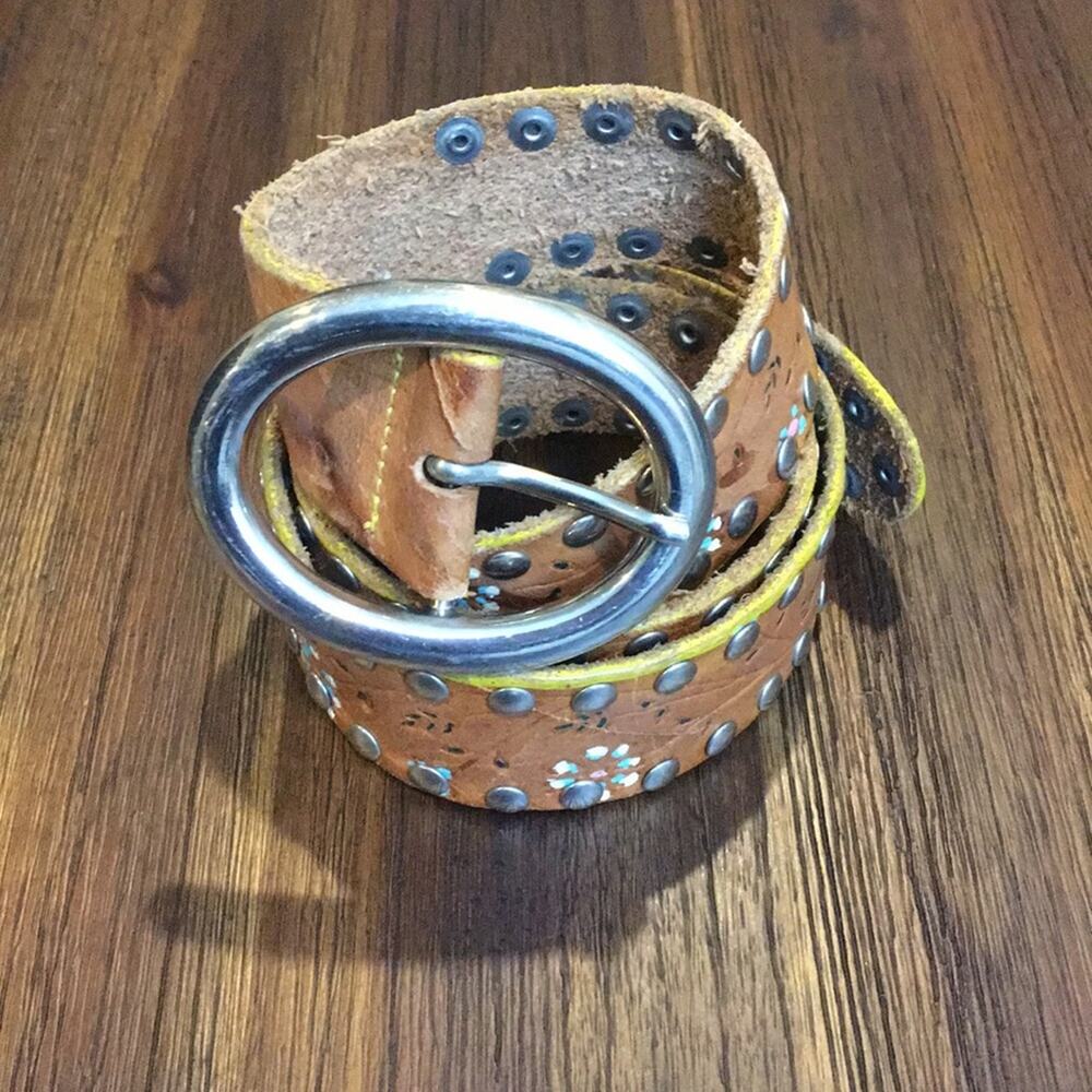 Bebe brown floral leather belt
